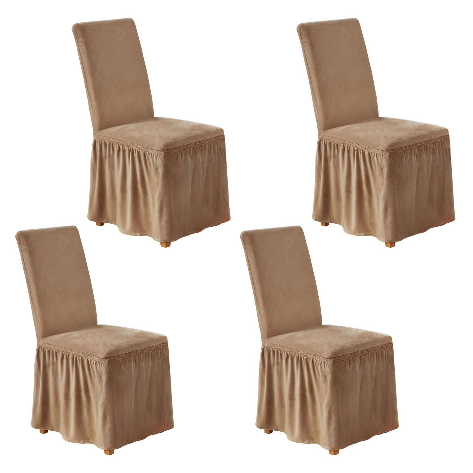 NICEEC Spandex Chair Covers for Dining Chairs Covers Set of 4 Removable Dining Room Chair Covers with Skirt Parson Chair Slipcovers Washable Chair