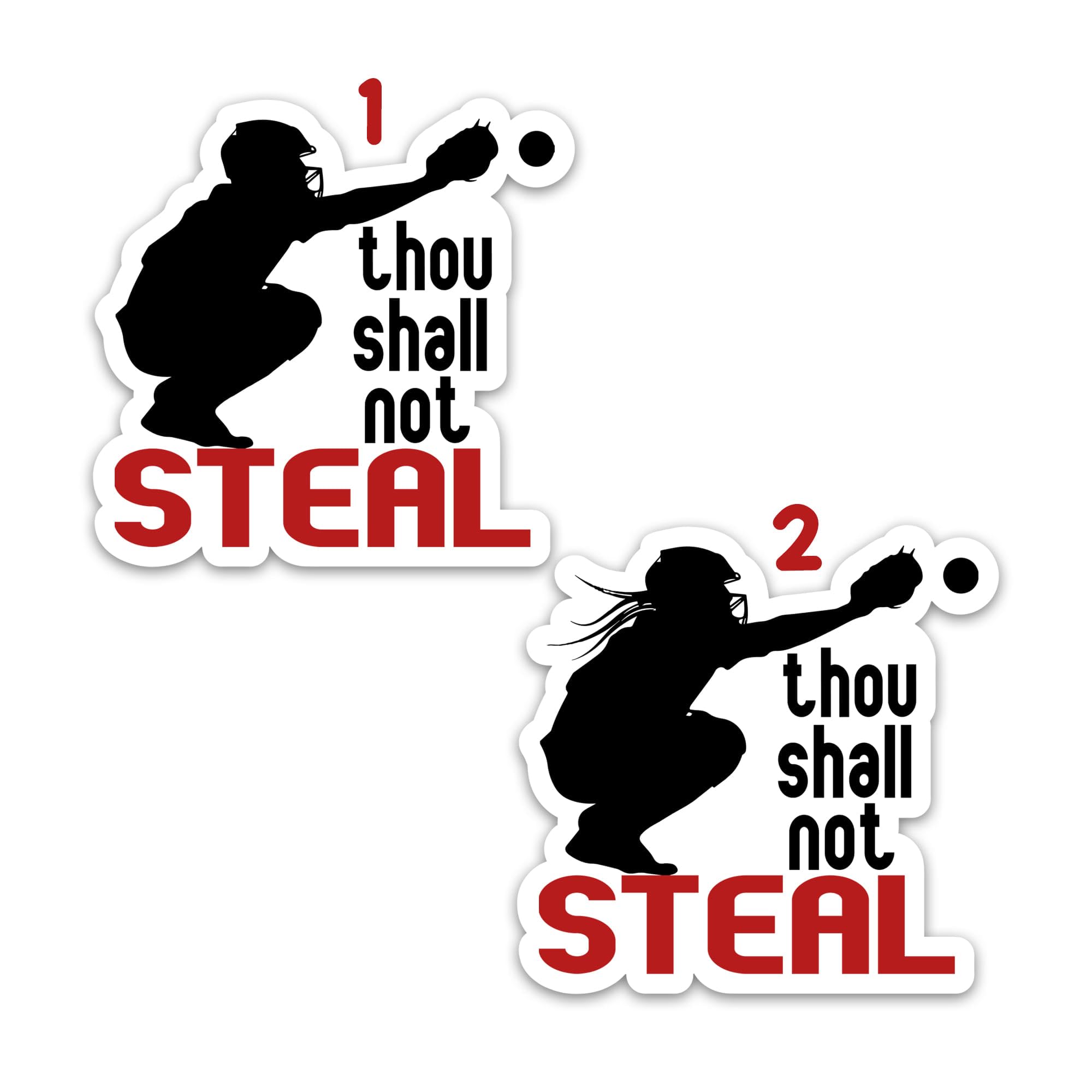 FAVIGNITE Thou Shall Not Steal Sticker, Baseball Softball Stickers Waterproof Vinyl Decals for Catcher's Mask Helmet Laptop Water Bottle Catcher Stickers Gifts for Baseball Softball Men Women Adults