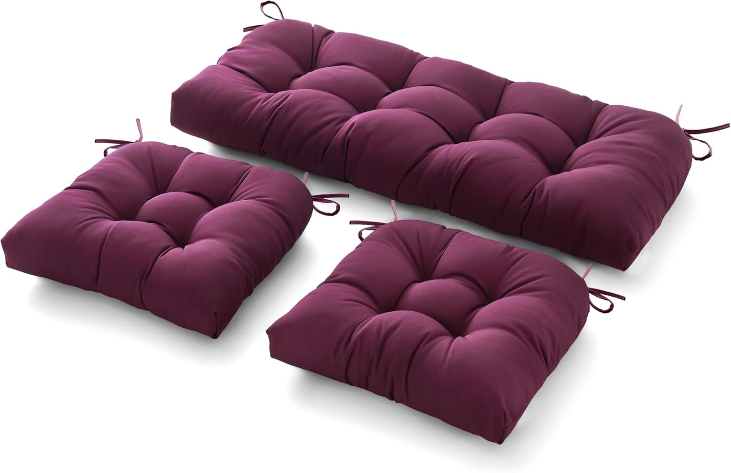 3 Pieces Outdoor Chair Cushions Clearance with Ties,44x19x5 Inches,1 Love seat &2 U-Shape Tufted Patio Bench Cushions for Wicker Outdoor Furniture,All Weather，Yellow