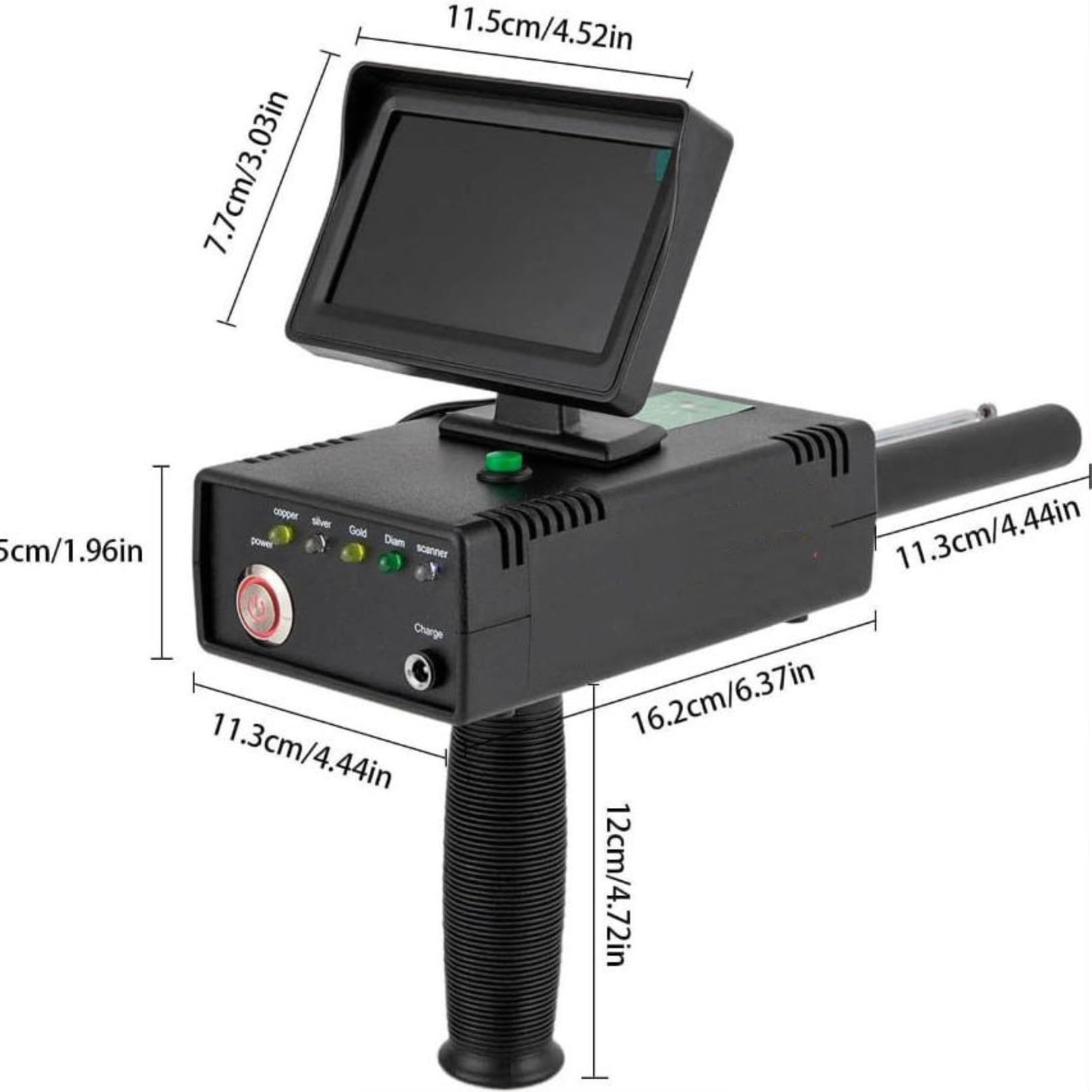 Détecteur de métaux portable – Scanner de métaux haute précision avec écran LED 3D, portée de recherche 0–1200 m, profondeur de détection jusqu'à 30 m pour or, argent, cuivre