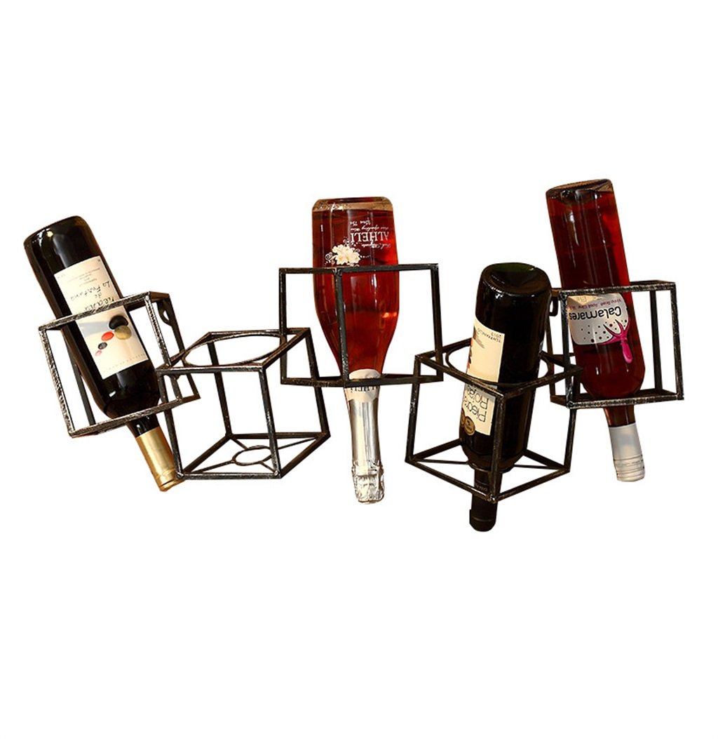 Étagère à vin murale vintage LUNEZY en métal noir pour salon style industriel