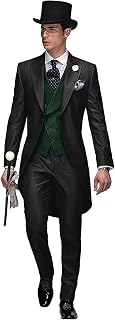 Men's 3 Piece Wedding Suit Tailcoat Tuxedo Long Tail Collar Vest Pants