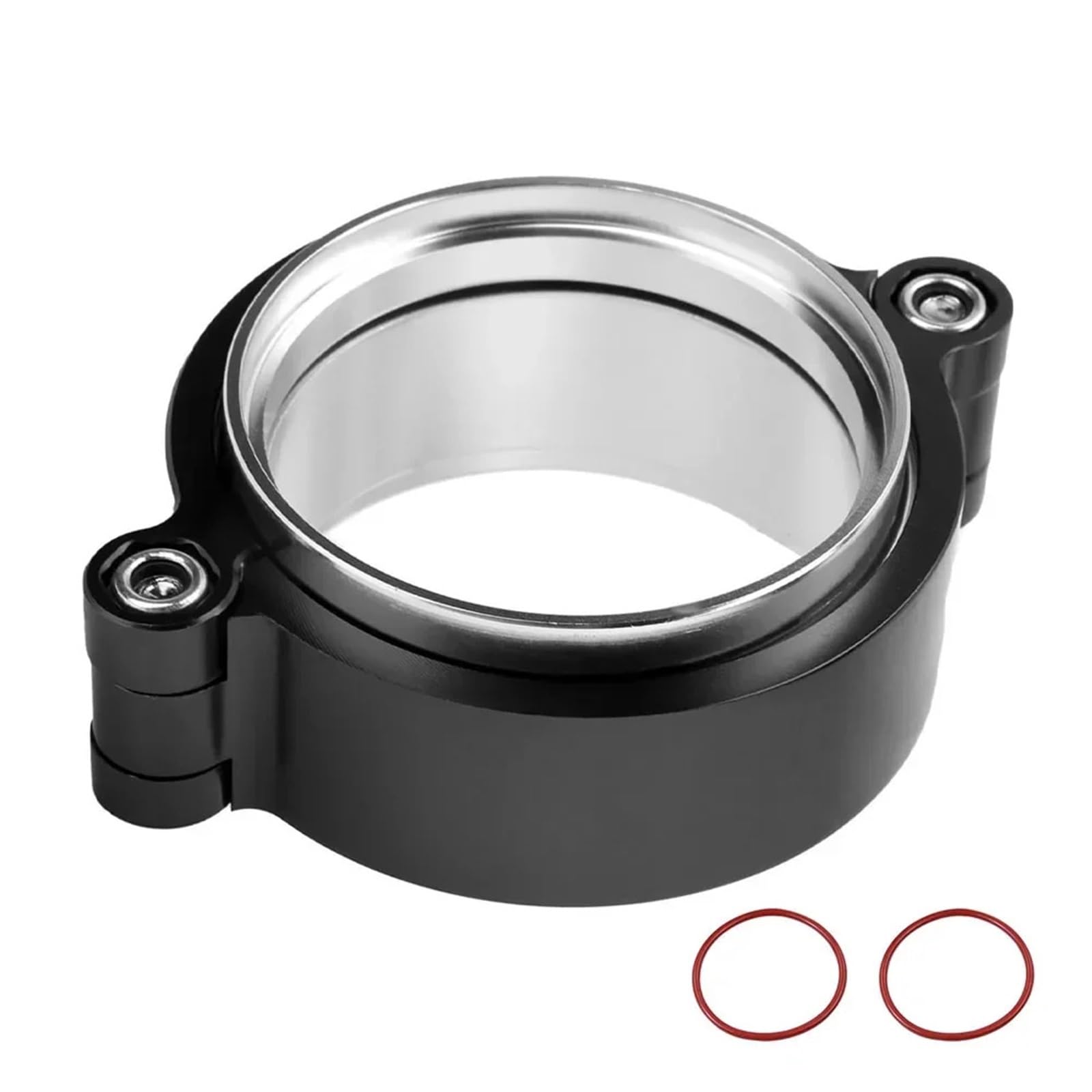Band Clamps 2"/2.5"/3"/3.5"/4" Aluminum Exhaust HD V-Band Clamp w Flange System Assembly Anodized w/Kit for Turbo Intake Pipe(3.5inch Black)