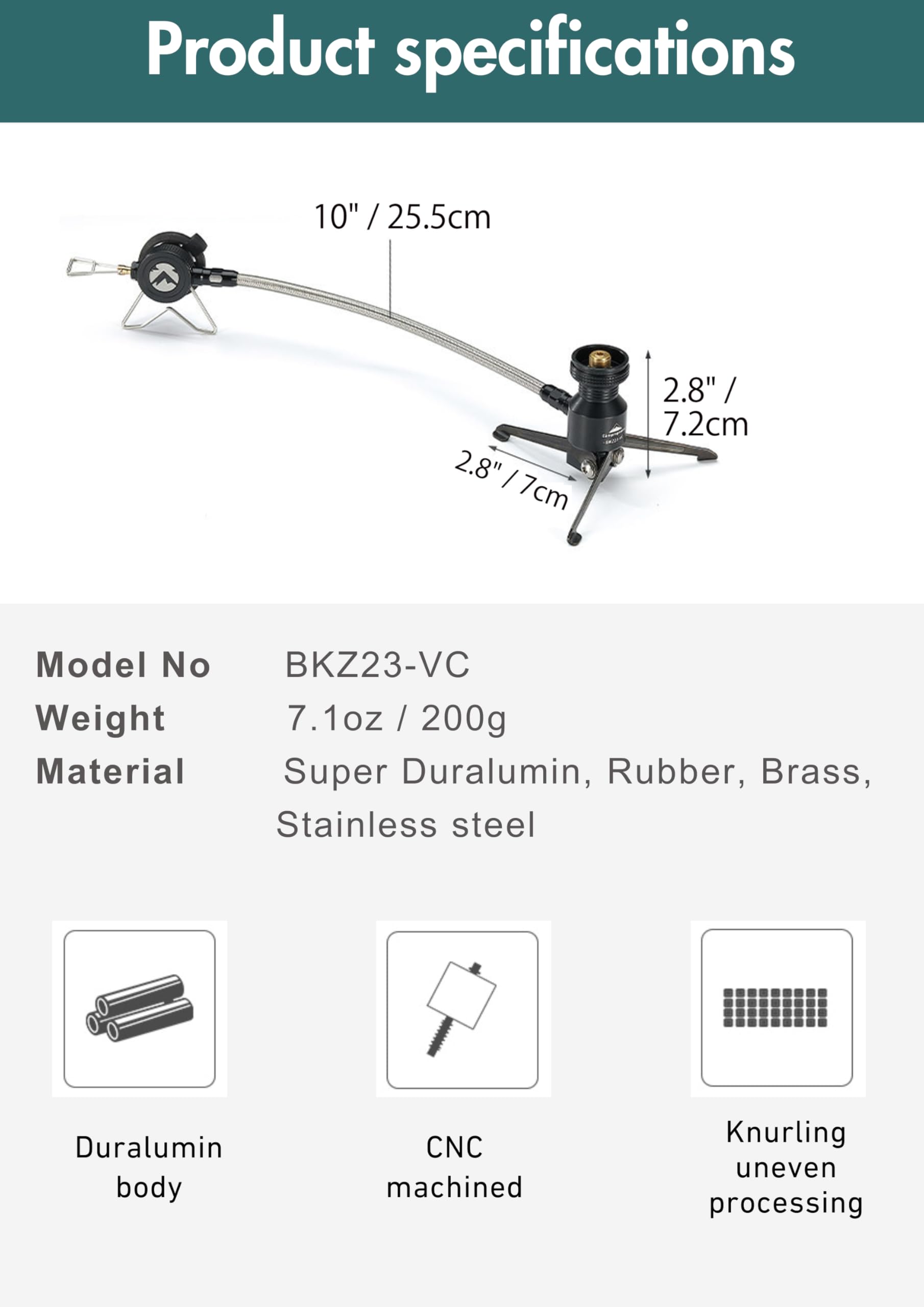 Adapter butanowy, stojak, zdalna kuchenka na kemping, wędrówki z plecakiem, kanister na paliwo na gaz butanowy z wężem Z23-VC (czarny)