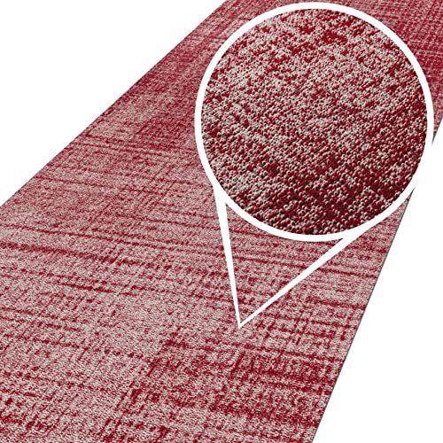 ANRO Teppich Läufer Wohnzimmer Flur Schlafzimmer Küche Küchenläufer Küchenteppich rutschfest Meterware Anton Rot 100 x 120cm Neuheit