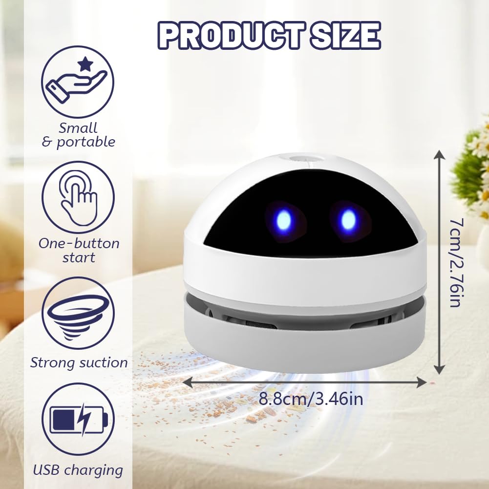 Flintronic Mini odkurzacz, mały odkurzacz do ładowania przez USB, przenośny odkurzacz z mocną bezprzewodową mocą ssania do stołu, biura, samochodu, szkoły i domu – słodkie wyrażenia