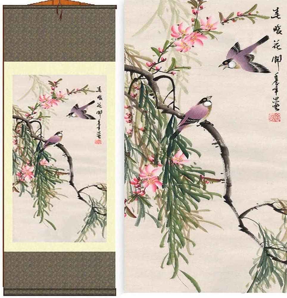 Vrfvsdasaas F7 Chinese Wall Art, Chinese Wall Art Scroll Painting,Silk Scrollg Summer Autumn Winter Landscape Beaut(F7)