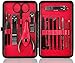 Keiby Citom Professional Stainless Steel Nail Clipper Travel & Grooming Kit Nail Tools Manicure & Pedicure Set of 15pcs with Luxurious Case(Black/Red)