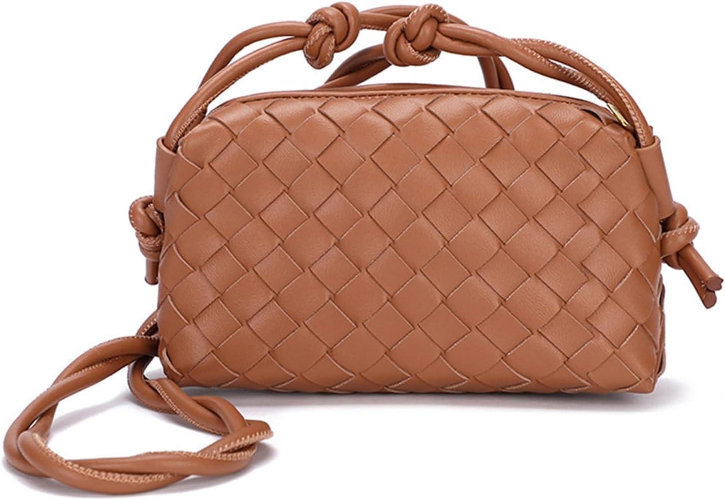 Vegan leather woven crossbody bag women braided trendy shoulder bag