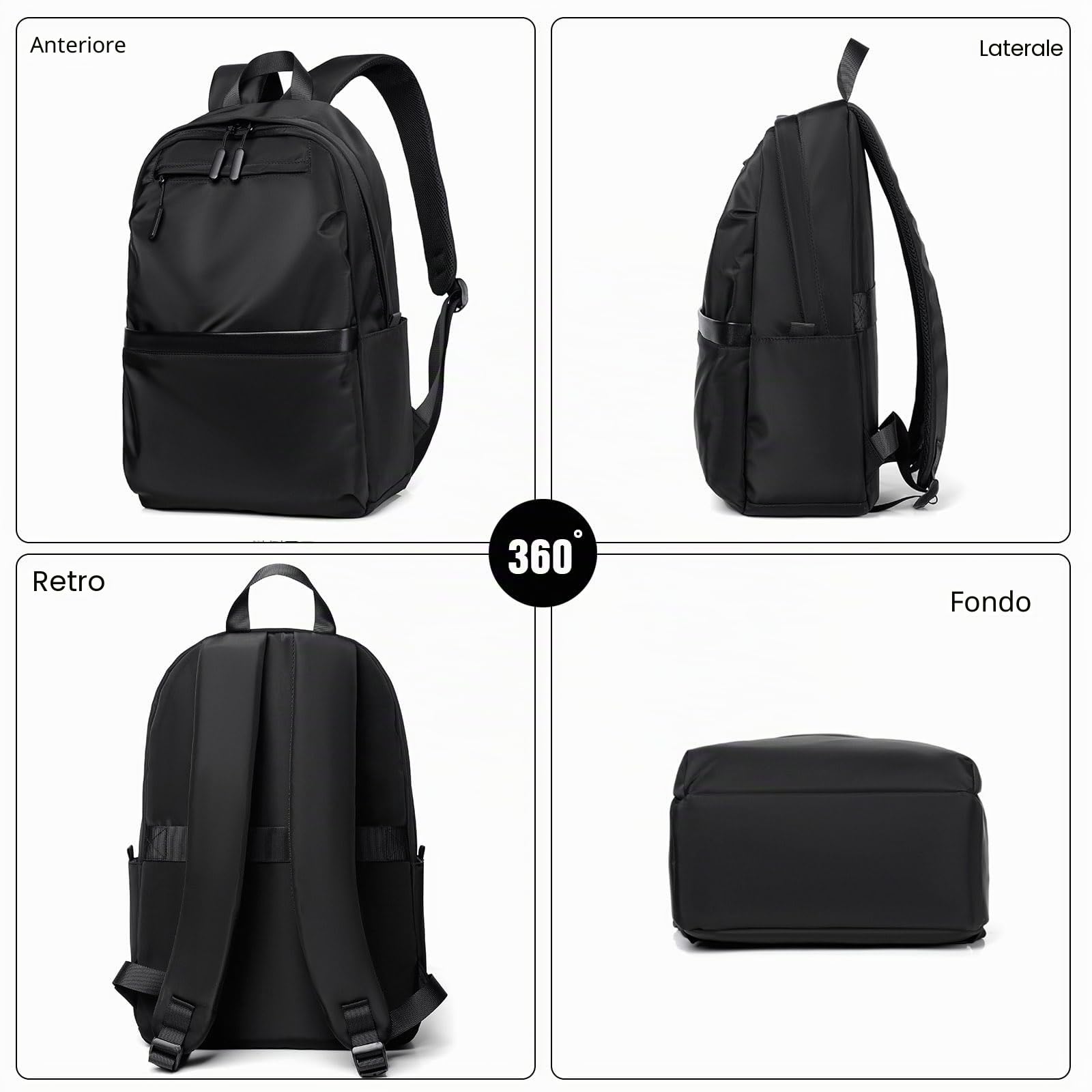 Fandaare Zaino Casual per Uomo - Elegante Porta PC Borsa da Viaggio da Scuola per Laptop Nero