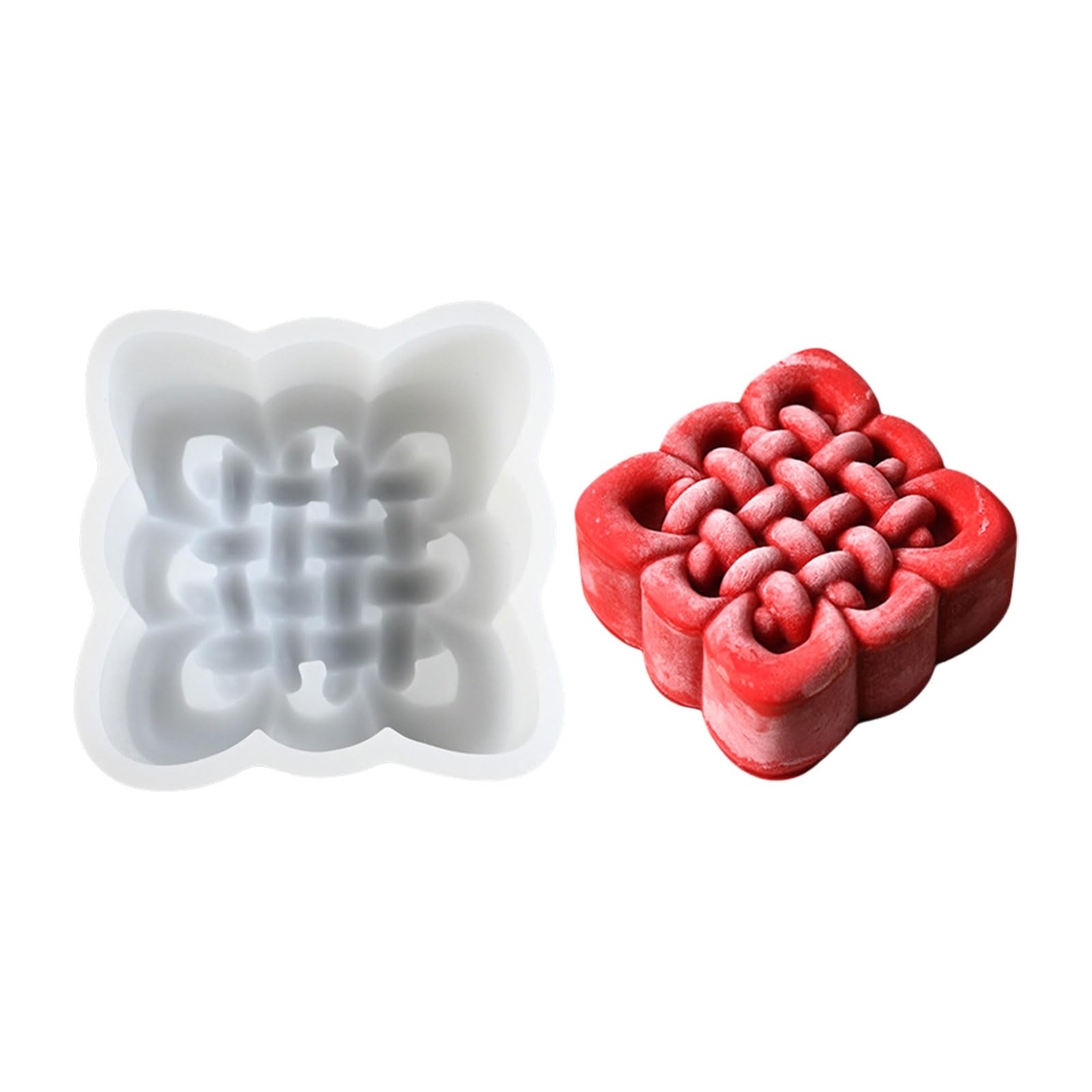Kalttoy Chinese Knot 1 Mousses Cake Decorating Molds Silicone Molds Chinese Knot Shape Chocolate Holiday Dessert Cake Baking Tool Nonstick Mousses Mold Kitchen Baking Supplies