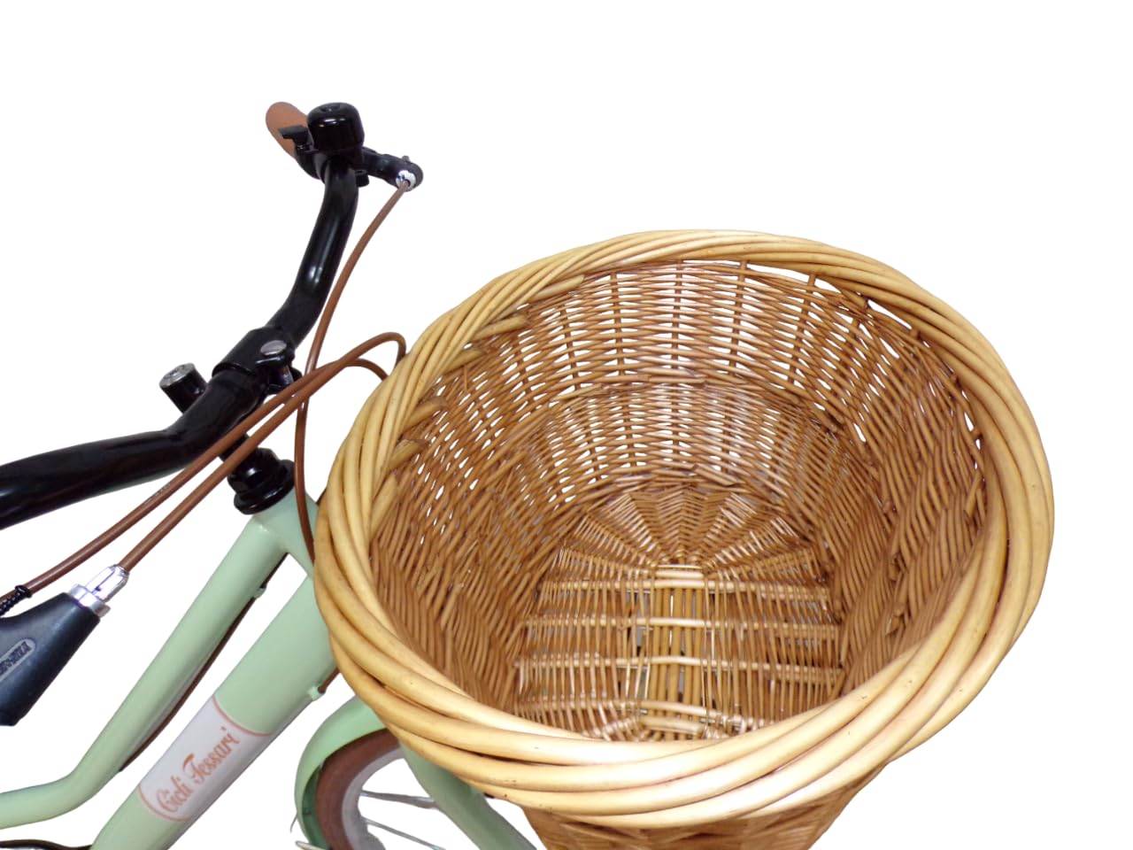 Bicicleta de mujer de ciudad de paseo de 28 pulgadas con cambio vintage retro cesta de mimbre, bolsas laterales