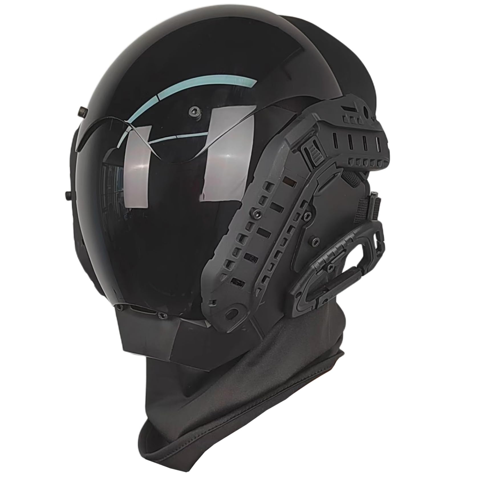 Cyberpunk Mask with Guide Rail Futuristic Mask PC Decorative Punk Mask with Face Mask Cyber Mask Cyberpunk Helmet Cosplay Mask for Cosplay Party Halloween Music Festival