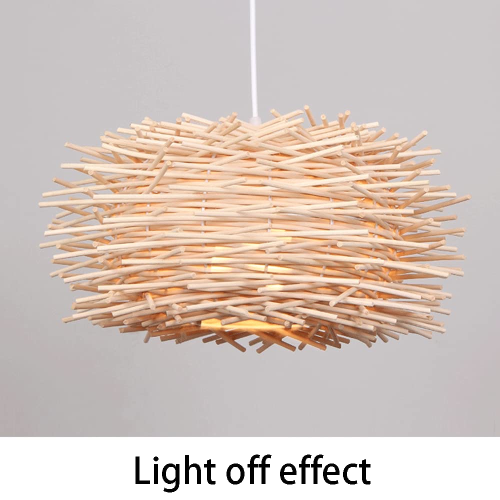 Lampada a Sospensione per caffetteria, in Vimini Industriale, Lampada a Sospensione a Nido d'uccello in bambù, Lampada a Sospensione da soffitto in Stile Bohémien Intrecciata a Mano per Cucina, s