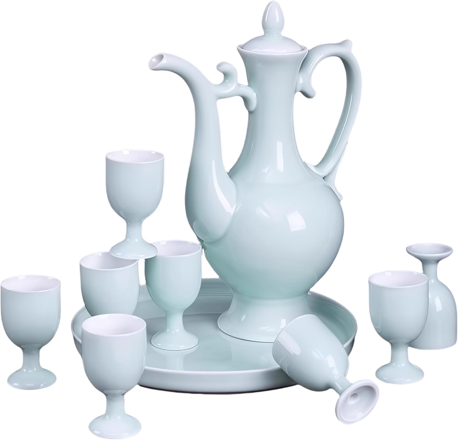 Handgefertigtes -Keramik-schnapsglas-Set – Traditionelle Chinesische Baijiu-Becher, Tragbare Weingläser Für Die Hausbar, Als Geschenk, Für Partys Und Verkostungen Blue