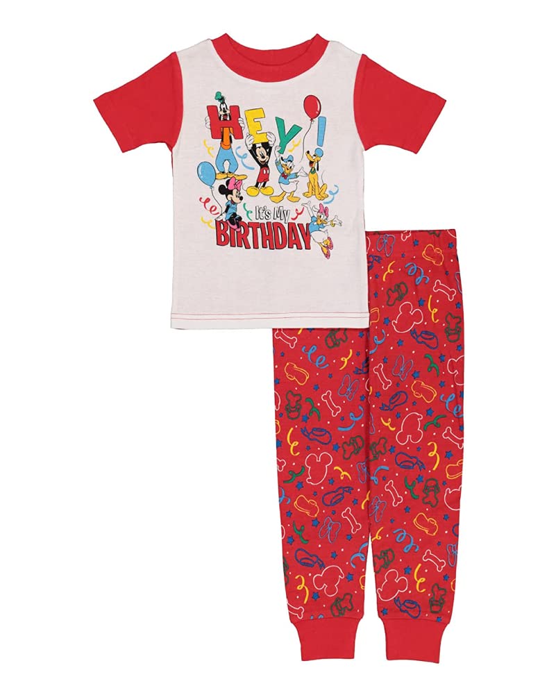 Disney unisex-child 2-piece Snug-fit Cotton Holiday Pajama Set, Soft & Cute for Kids Hey Birthday 5