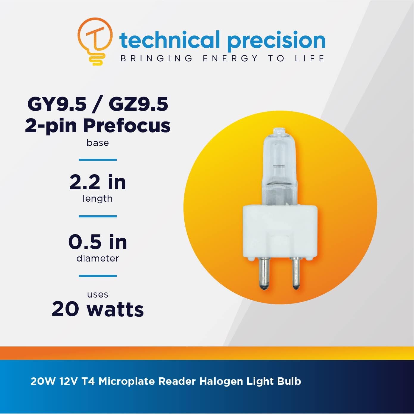 Technical Precision Microplate Reader 20W 12V T4 Halogen Light Bulbs 2 Pin GY9.5 Base - Replacement for Light Bulb/Lamp L9404 Light Bulb 1 Pack