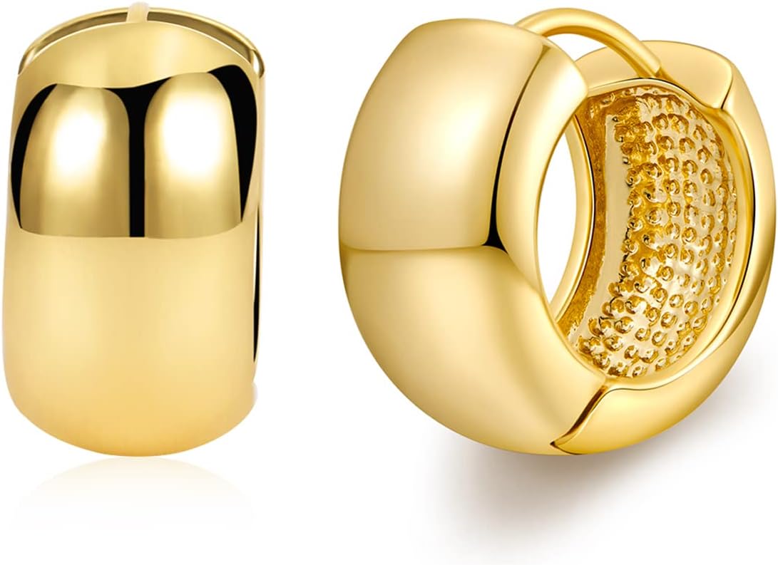 Gold Chunky Earrings for Women Thick Hoop Earrings Gift