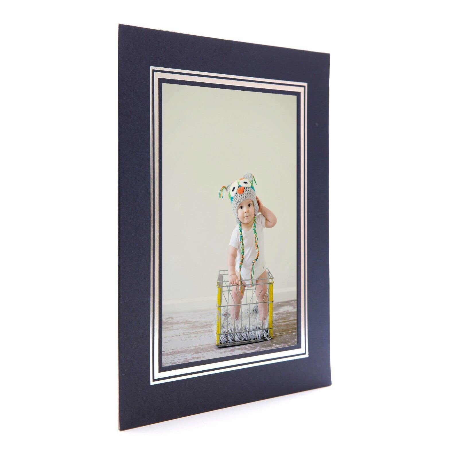 Kenro Blue Cardboard Strut Mount Photo Frames 8x10 Inch / 20x25cm with Gold Border Pack of 10 Card Photo Mounts- PMA142/10 - Image 3