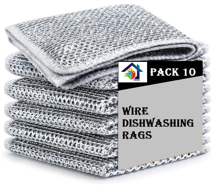 Multipurpose Wire Dishwashing Rags, Wet and Dry Stainless Steel Scrubber Non-Scratch Wire Dishcloth for Washing Dishes, Sinks Counters and Machine Washable (Pack of 10) (B0D7632KQG) Amazon Price History, Amazon Price Tracker