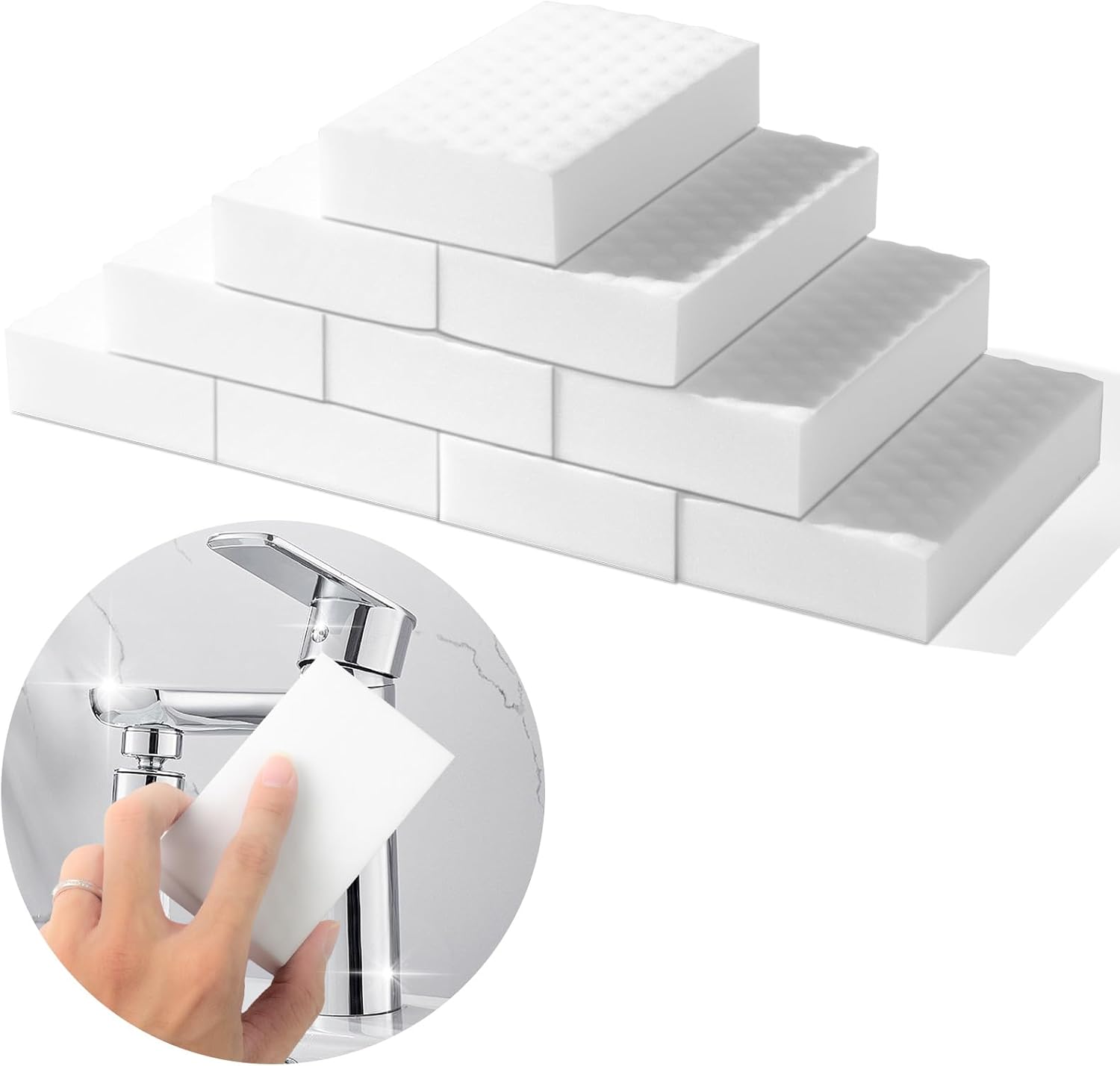 Borrador de esponja mágica, paquete de 10 esponjas de melamina extra gruesas de densidad 2X, almohadillas de limpieza extra grandes, espuma de