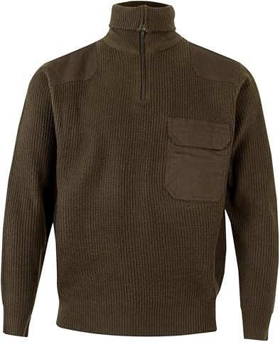 Velilla 101; Jersey punto grueso con cuello alto; color Verde caza; Talla M