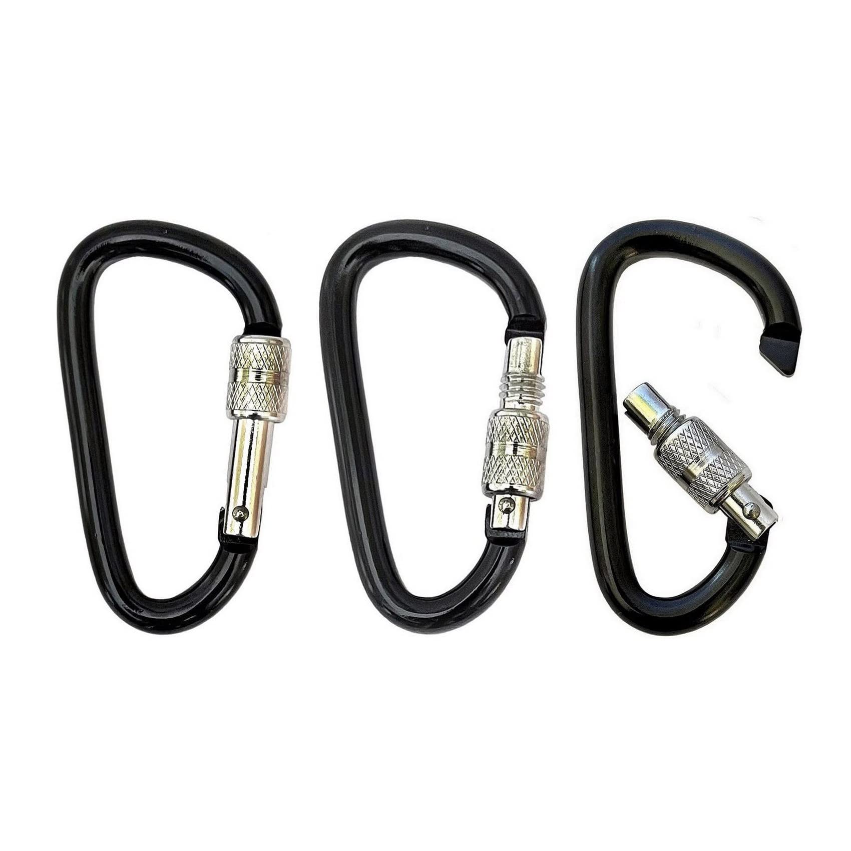 Aluminum Lightweight Spring Snap D-Ring 2.75 inch Carabiner Clips with Screw Gate Locking, 9-Pc Pack