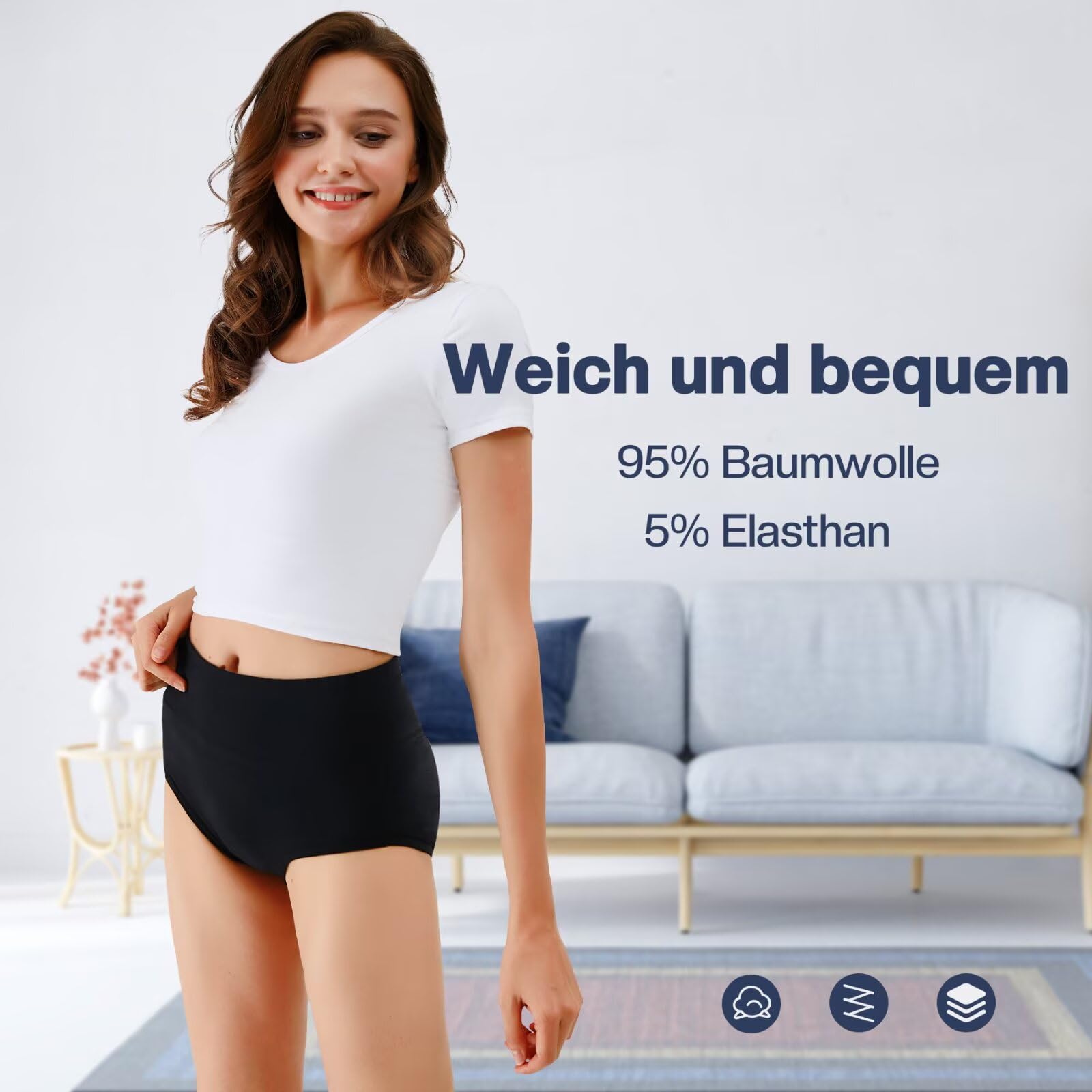 Underwear Women High Waisted Knickers for Women 5 Pack Ladies Full Briefs Soft Cotton Pants No Itchy Labels — view 2