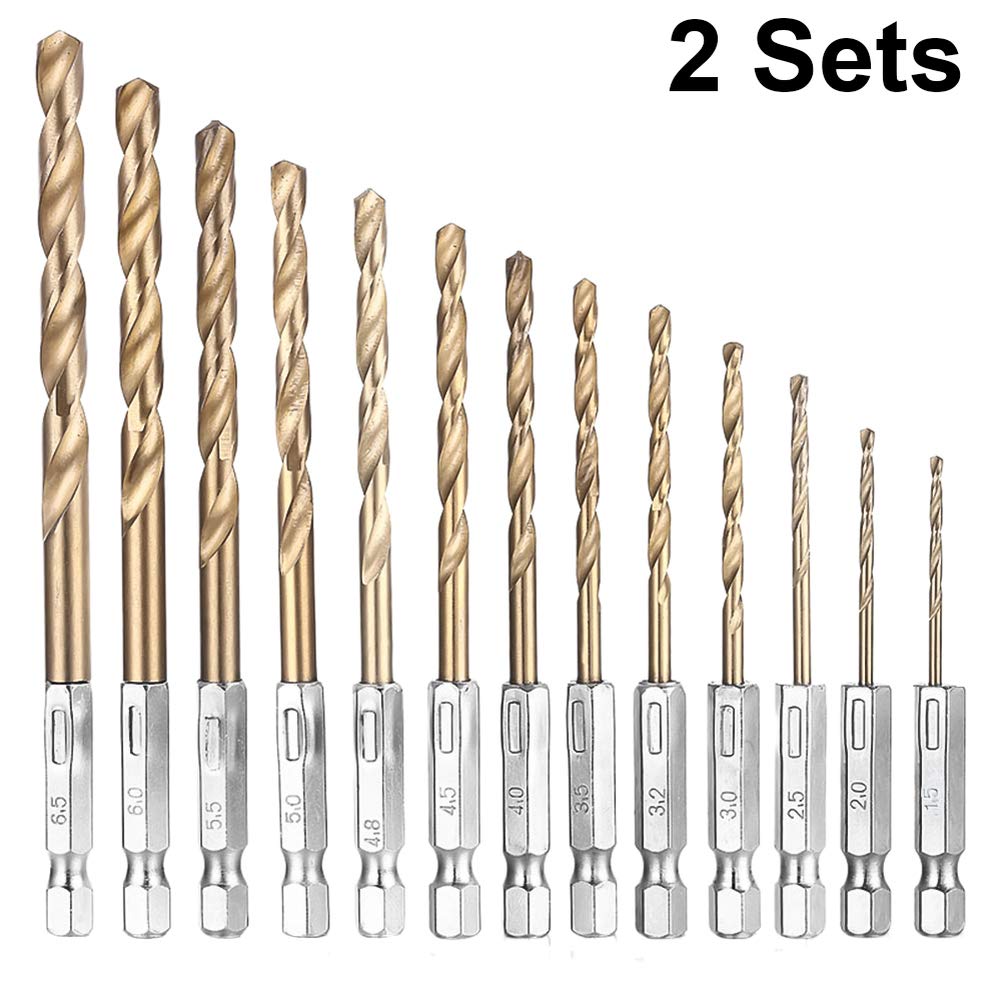 VILLCASE 2 Sets hex drill bit drill bits for metal cordless taladros inalambricos end mill bits hex drill bits hss drill bit high steel drill bits screwdriver hard