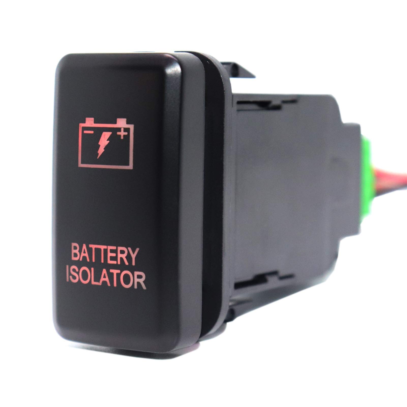 Powerful Tools High Performance Battery Isolator Push Button Switch with Connector Wire For Toyota Prado Landcruiser Hilux FJ Cruiser ON-OFF Switch 12Volt 3Amp (Color : Red LED)