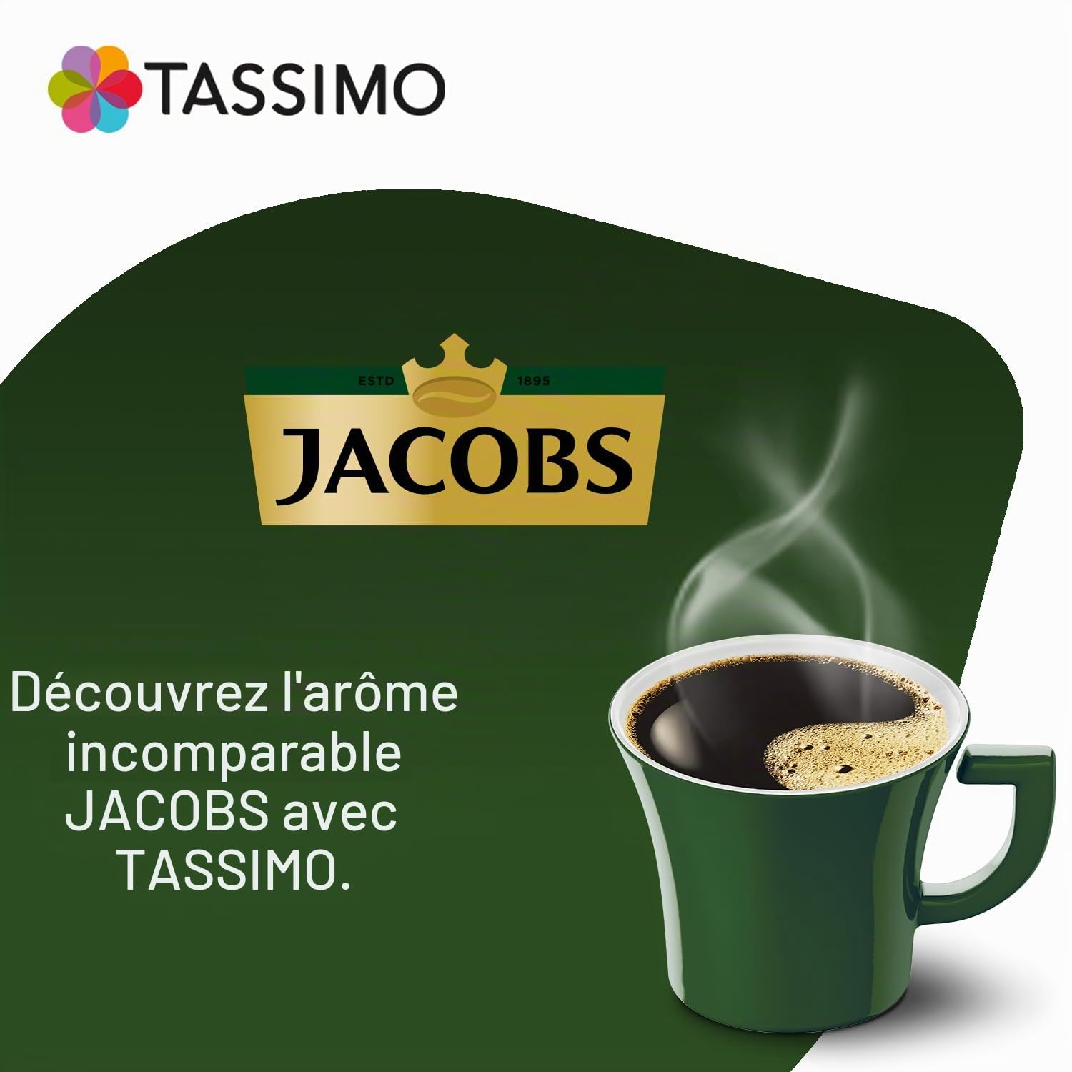 TASSIMO Jacobs Caffe Crema café, dosettes à café souples, T-Discs Capsules, 5 paquets de 16 (80 Boissons)