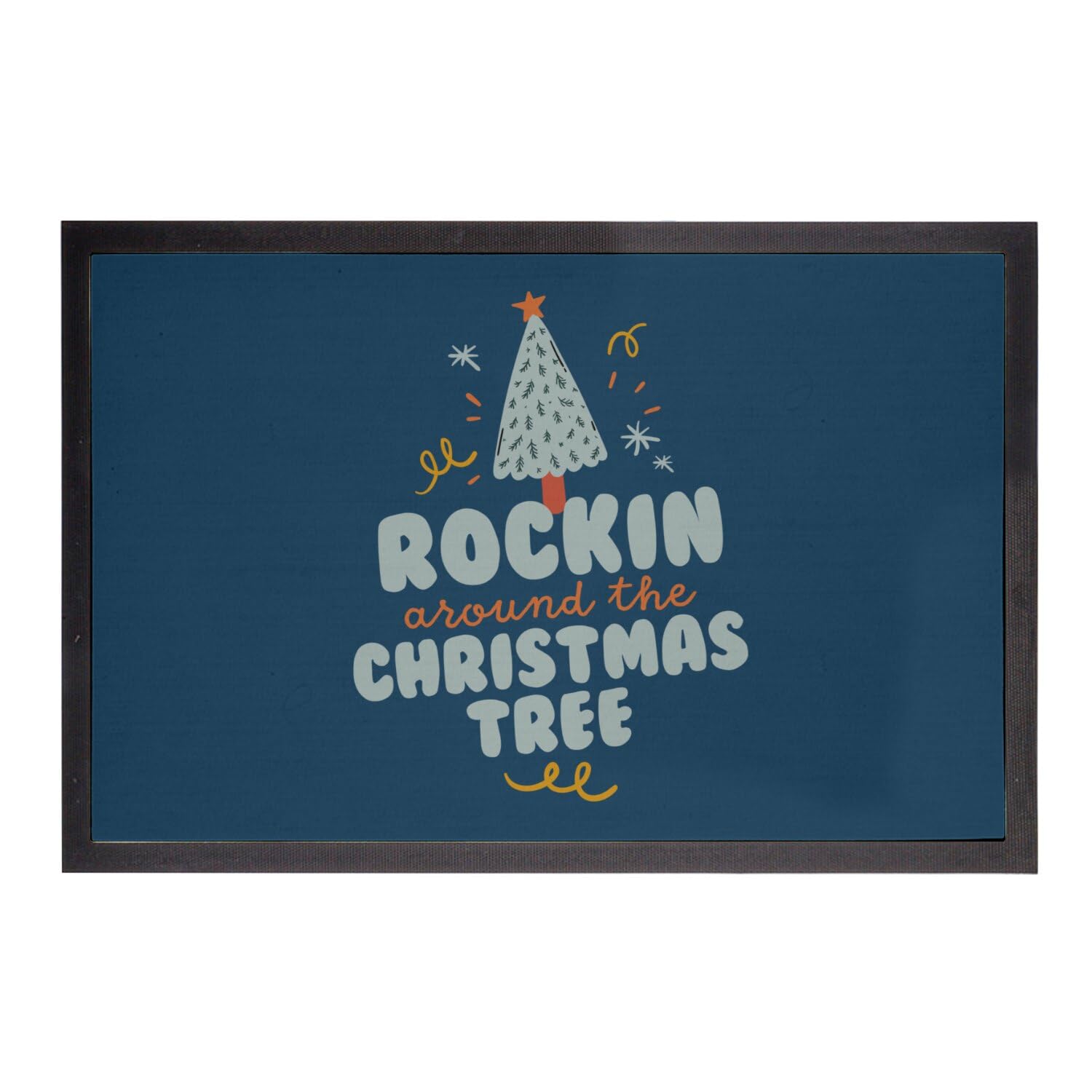 Paillasson bleu de Noël Rockin Around 75x50cm aux finitions soignées