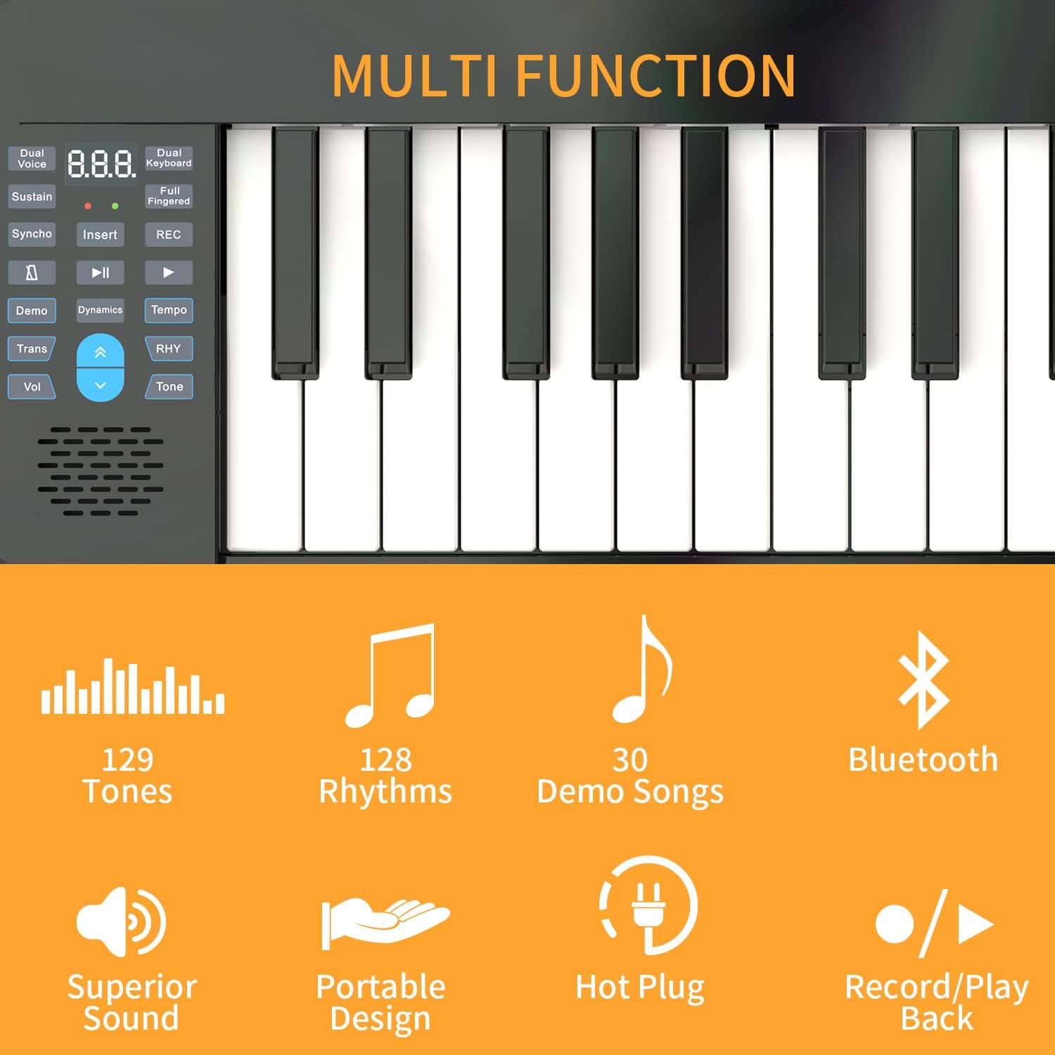 Keyboard control panel with function labels