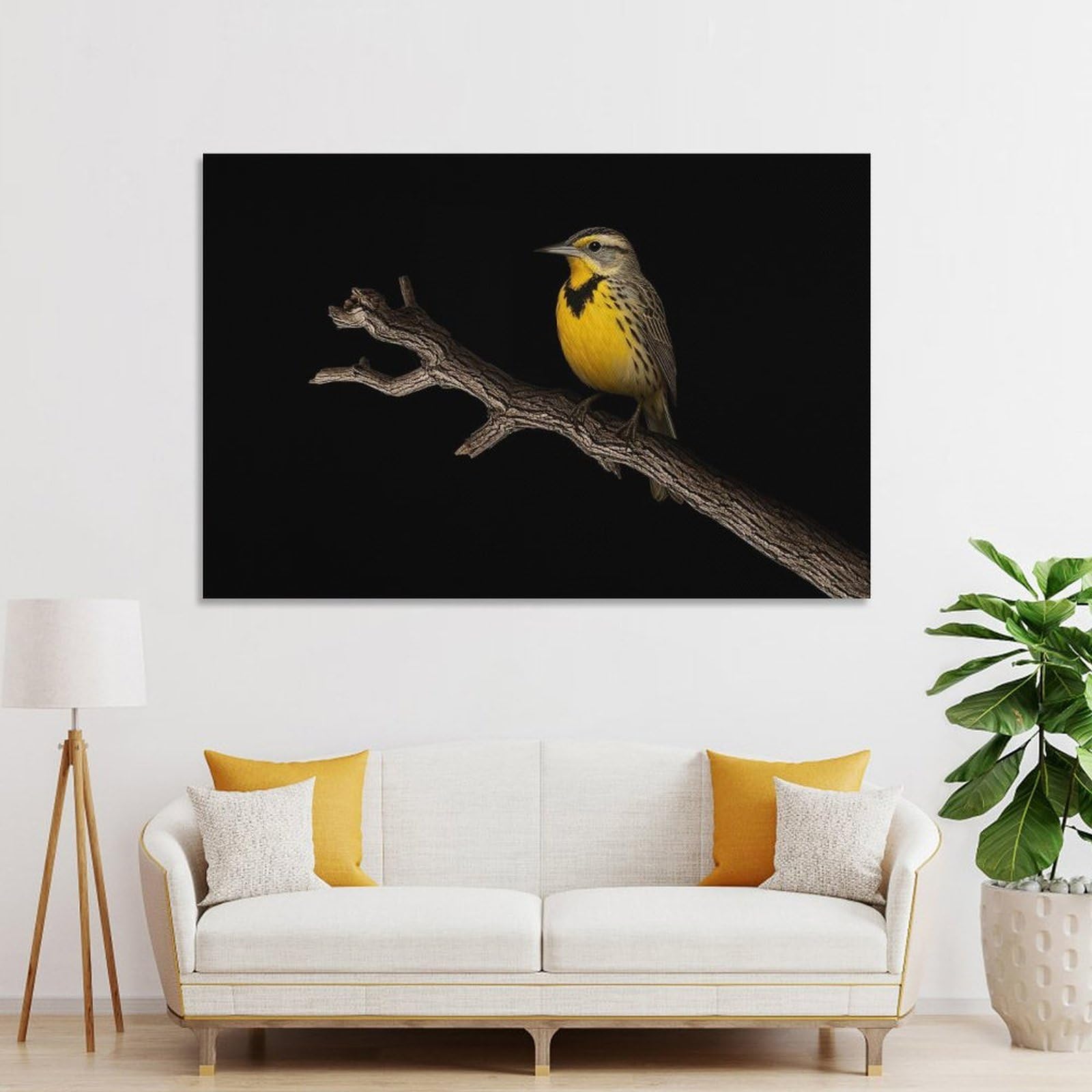 Junmoney Canvas Wall Decor Western Meadowlark, 20x30inch(50x75cm), for Living Room, Bedroom Or Apartment Walls, A Home Accent with Warm Character