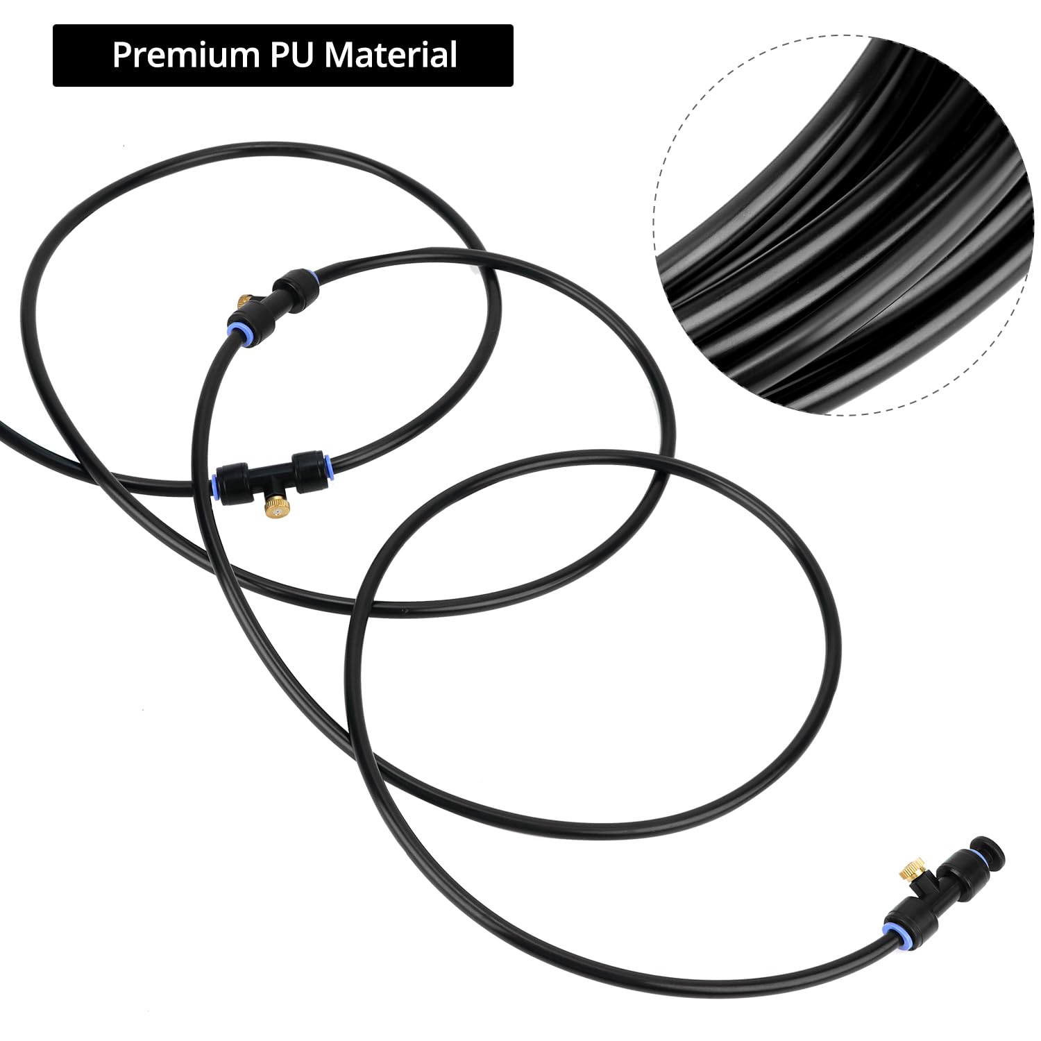 QWORK® Système de Brumisateur Exterieur, 8m Ligne de Brumisation Kit avec Buses de Brumisation Laiton et G3/4 Connecteur, pour l'irrigation de Terrasse, Jardin