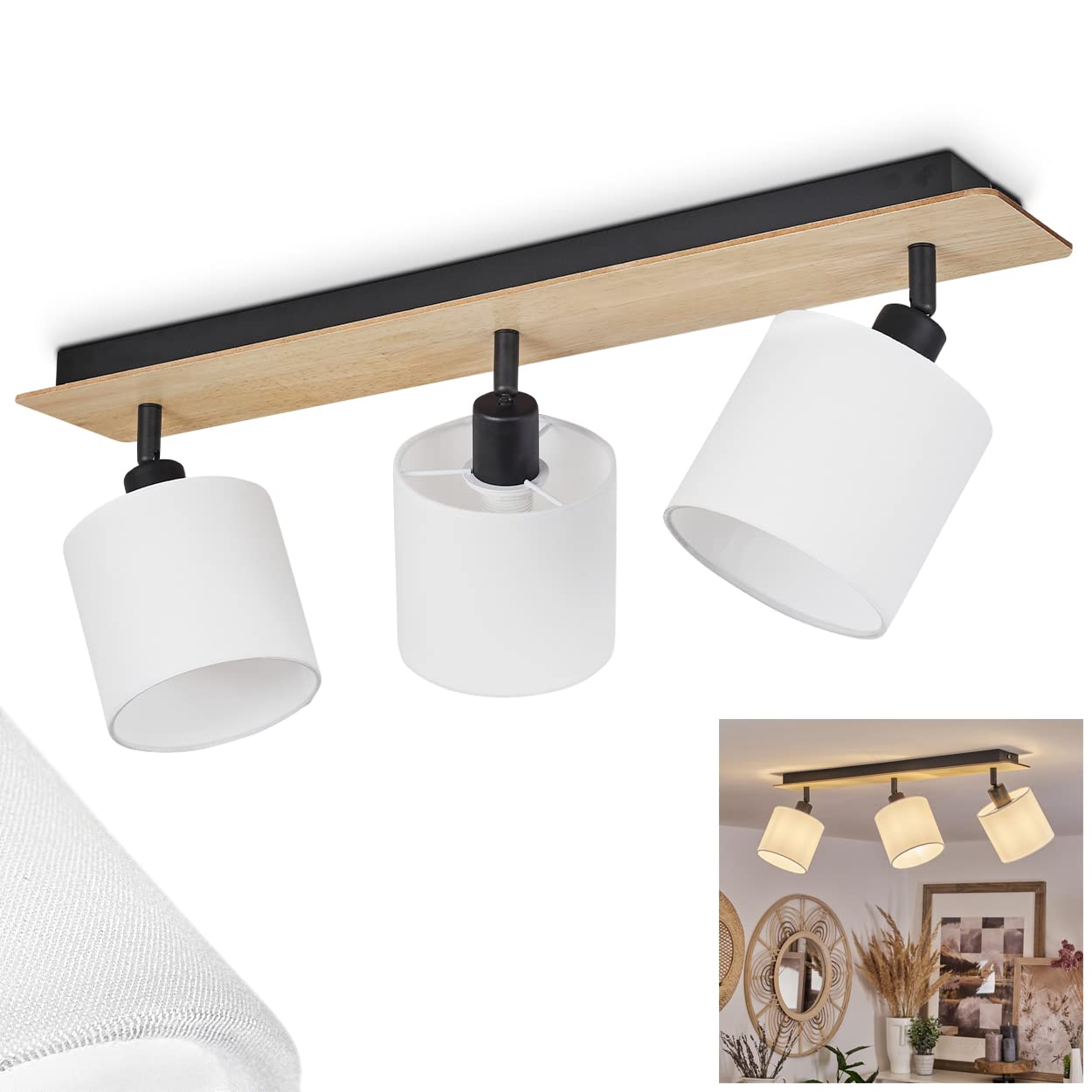 Alsen Plafondlamp Hout donker, Zwart H3581186