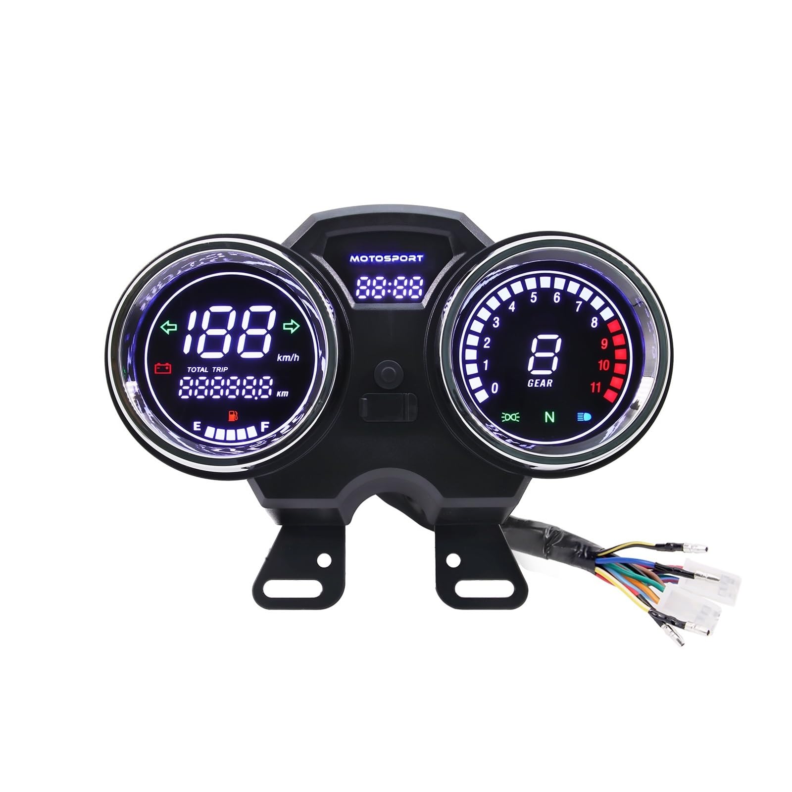 Contagiri contachilometri LED Digitale Moto Tachimetro RPM Contagiri Cruscotto TRIP ODO Orologio Livello Olio Indicatore 1-11 Marcia Per 150Gato 250cc