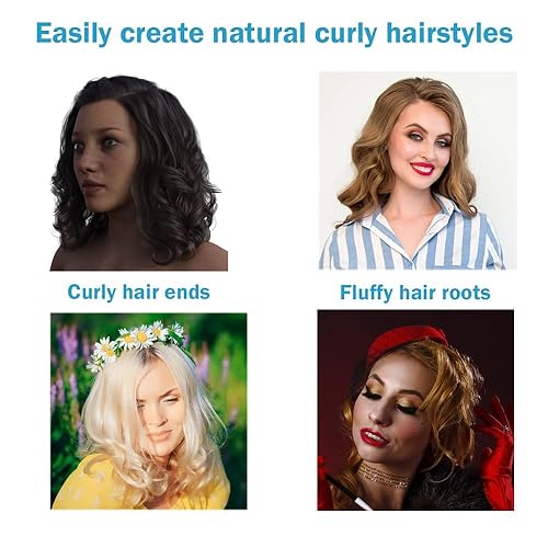 Miniatura 4 de 6 rizadores de rodillo para flequillo medio corto, sin calor, crea peinado rizado natural bule (rosa, paquete de 6 unidades)