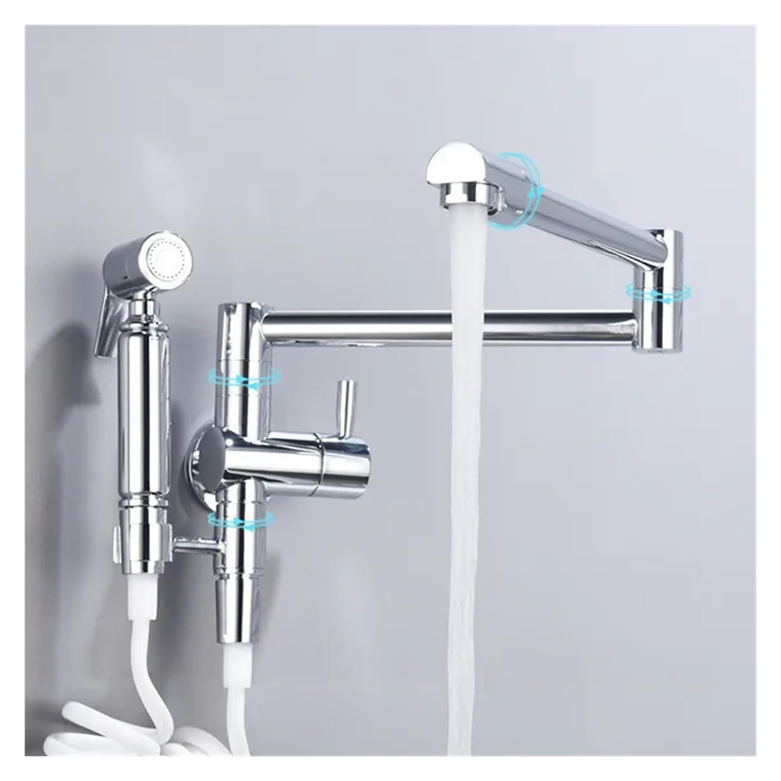 Ewsdsfs Red Pot Filler Tap Wall Mounted Foldable Kitchen Faucet With Bidet Sprayer Cold Sink Rotate Folding Spout(Red)