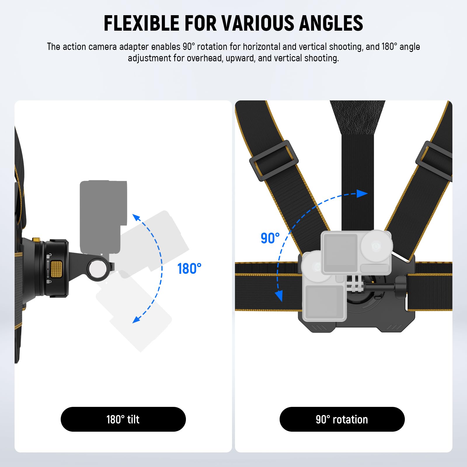 NEEWER Chest Harness for Action Cam, Adjustable Chest Strap Compatible with GoPro Hero DJI Osmo Insta360, Magnetic Quick Chest Mount for Action Cam for Video POV and Vlog, GP25