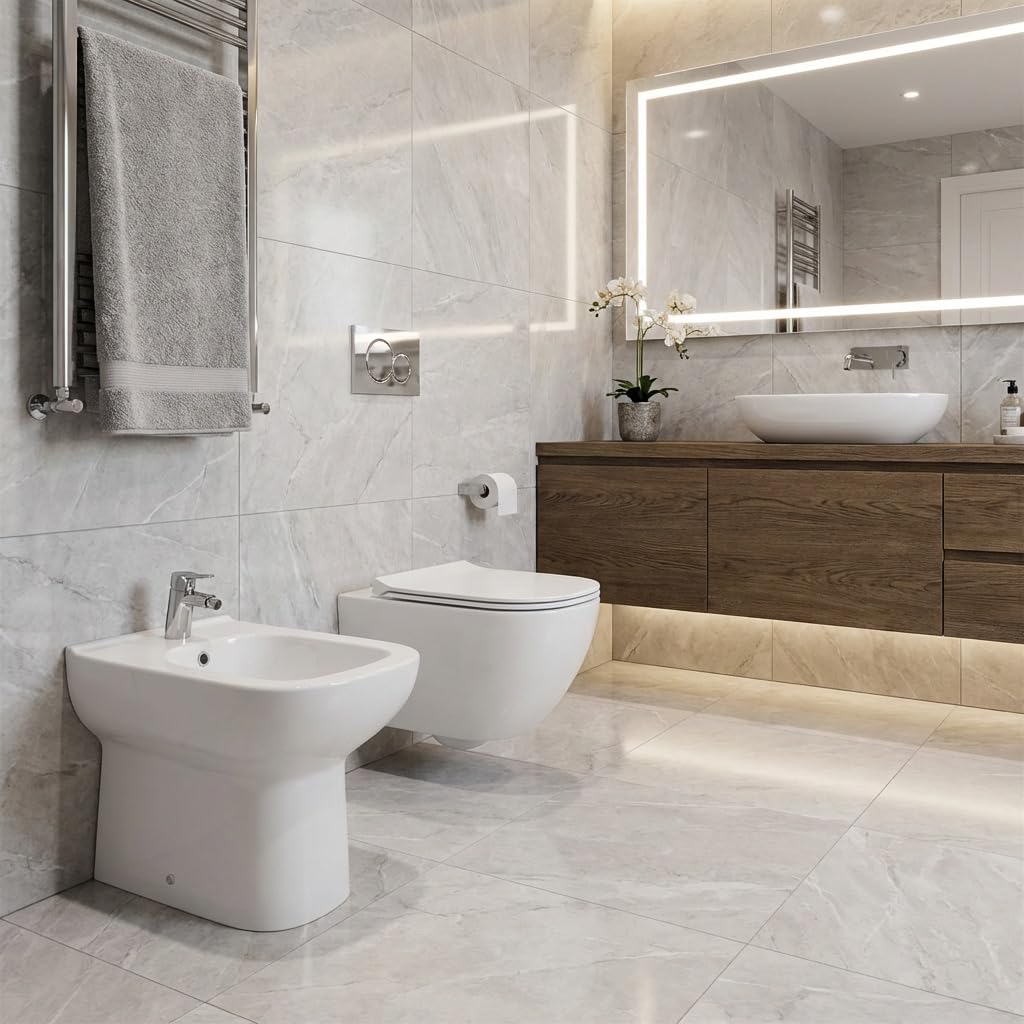 Bidé de pared de cerámica blanca serie Origin | Rak Ceramics