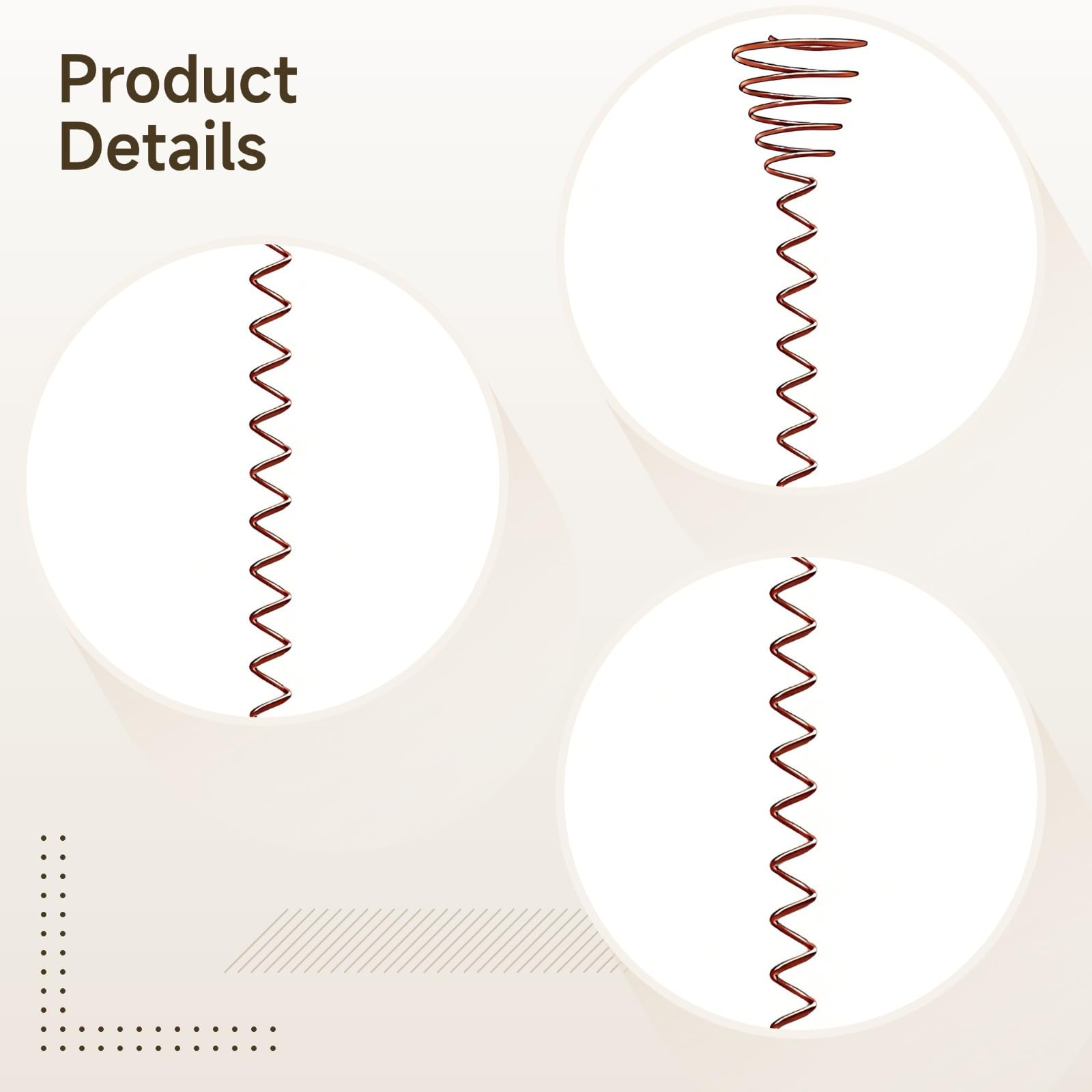 Lot de 10 piquets de jardin en cuivre de 43,2 cm avec antennes en bobine de cuivre, bois naturel, fil de calibre 14 pour une meilleure croissance des plantes