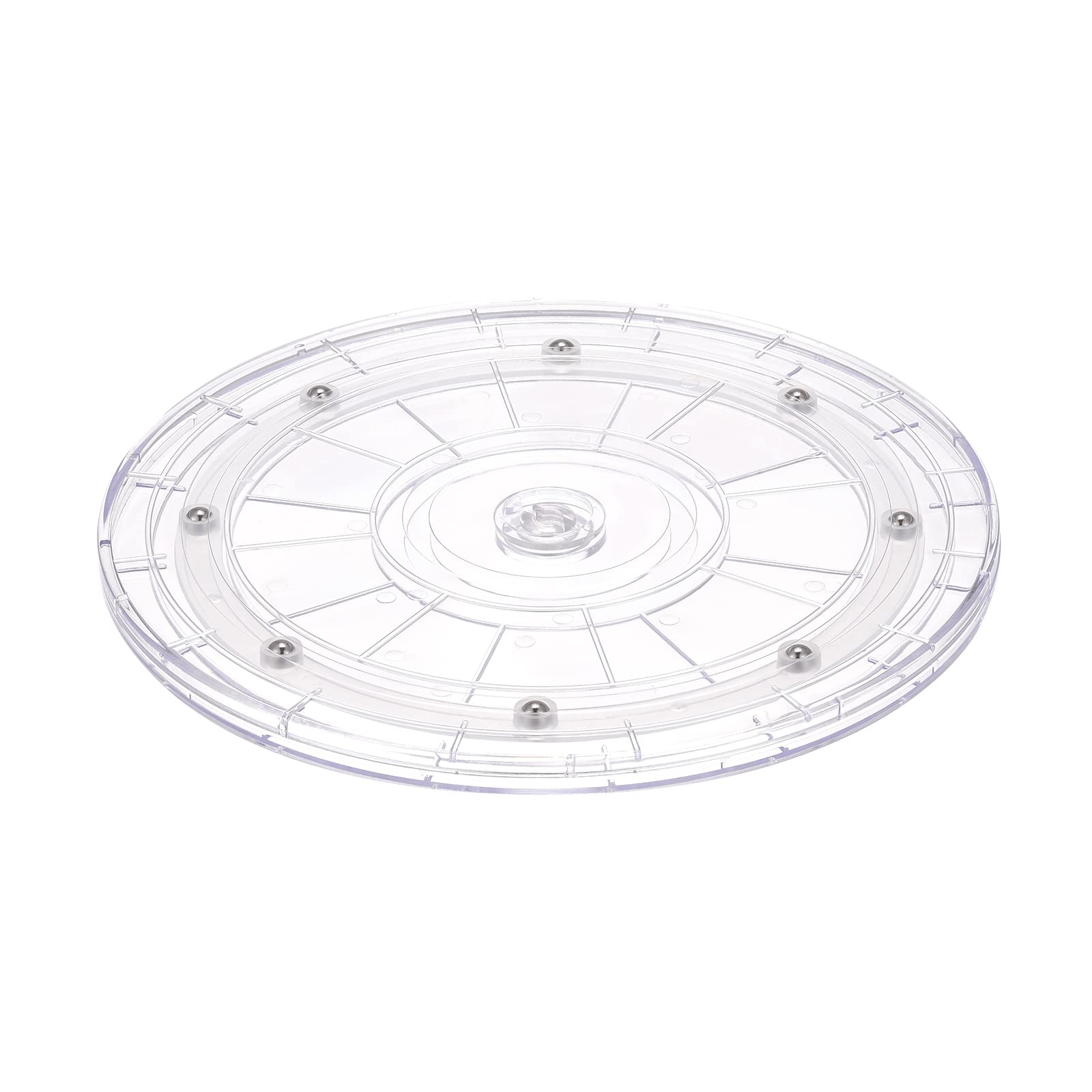 sourcing map 9inch Rotating Swivel Stand with Steel Ball Bearings Lazy Susan Turntable for Kitchen Corner Cabinets, Clear