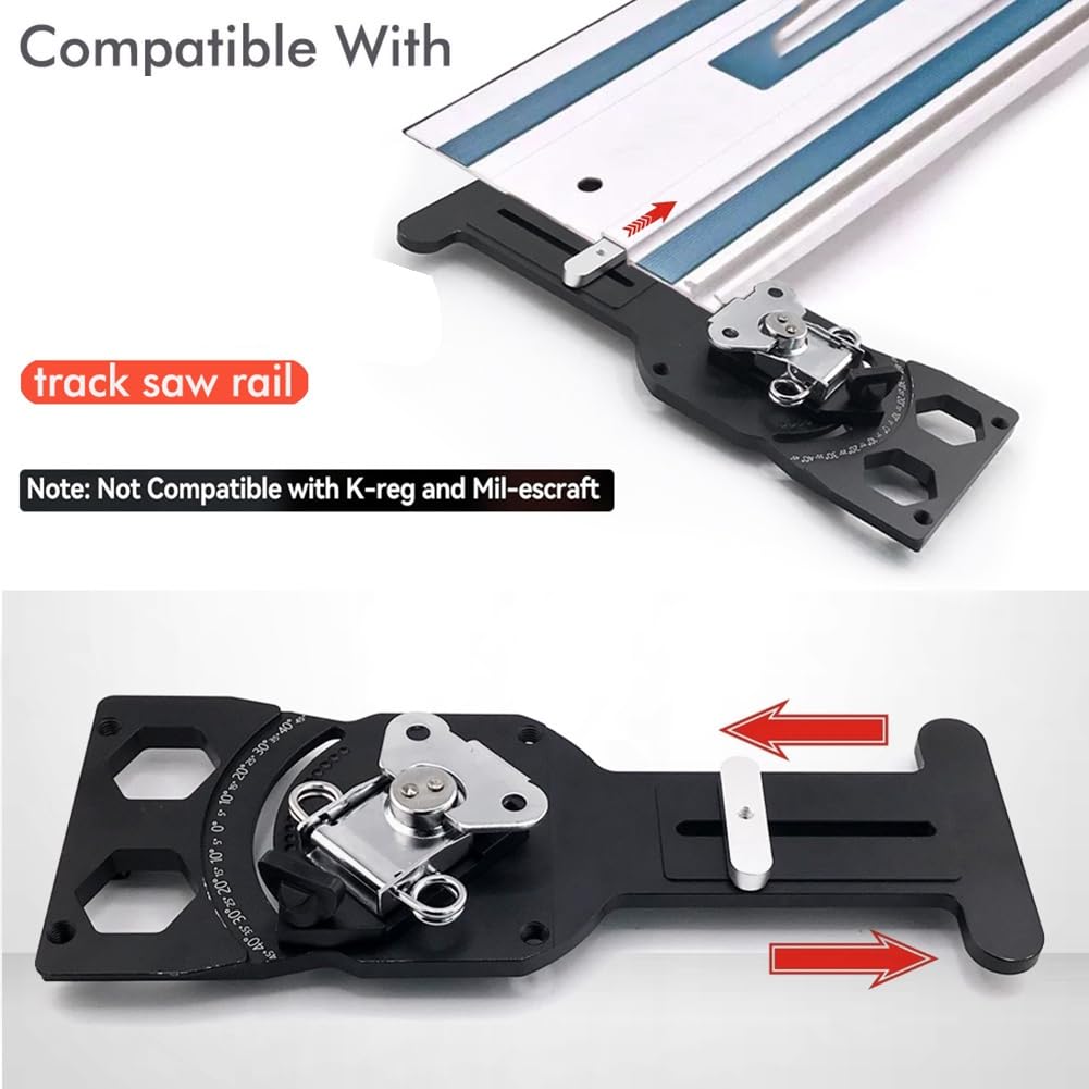 Équerre de Scie sur Rail Ajustable à Angle Droit de 90 Degrés avec Butée D'Angle Positive de -45° à 45°.