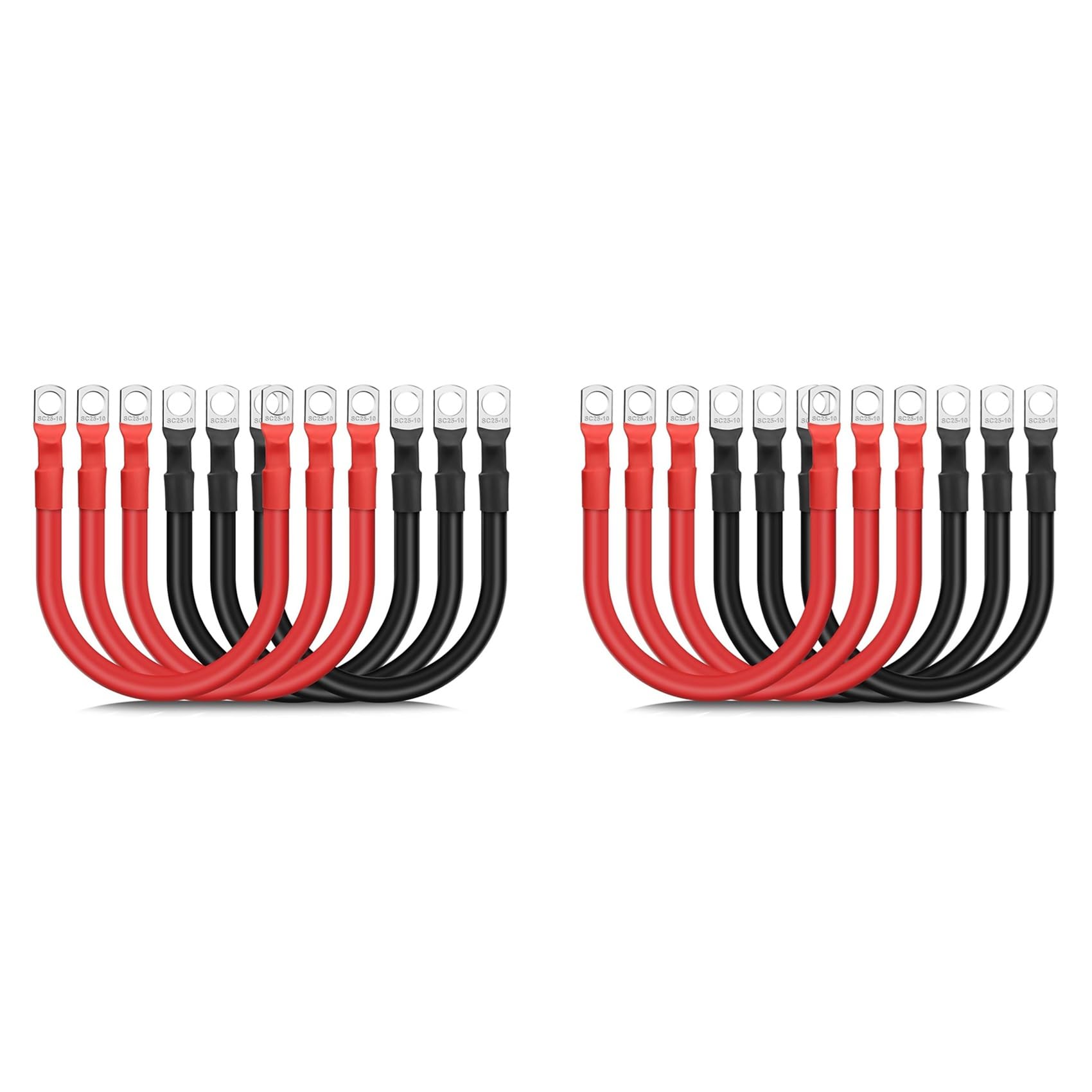 Jnchdghwa Black & Red 12Pcs 4 Awg Battery Cables,30Cm Marine Battery Inverter Cables Set, With 3/8In Tinned Copper Lugs,For Automotive Solar