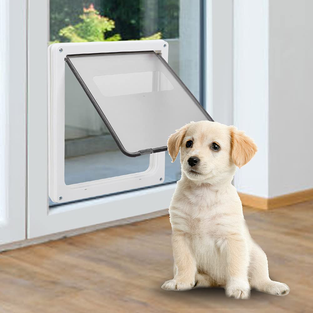 WNSC Hundetür, frei große Größe Safe 43 × 36 × 5 cm Haustier Eingangstür für Wand(White)