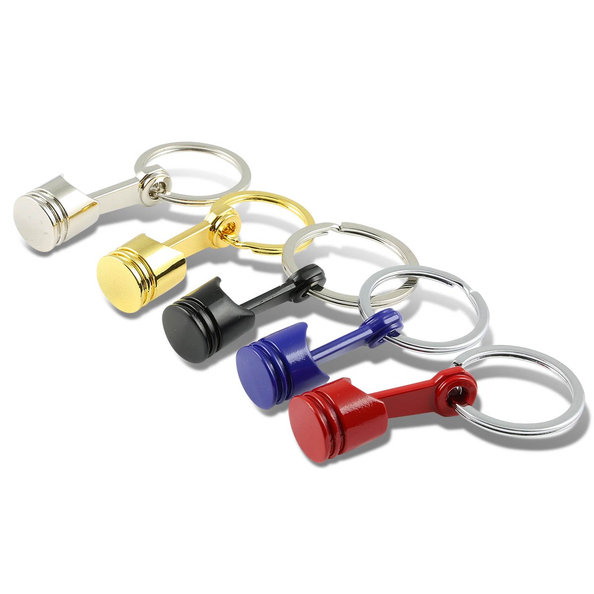 3D Miniature Piston Style Metal Keychain (Red)