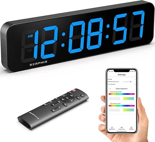 15.2" Large Digital Wall Clock with App & Remote Control,