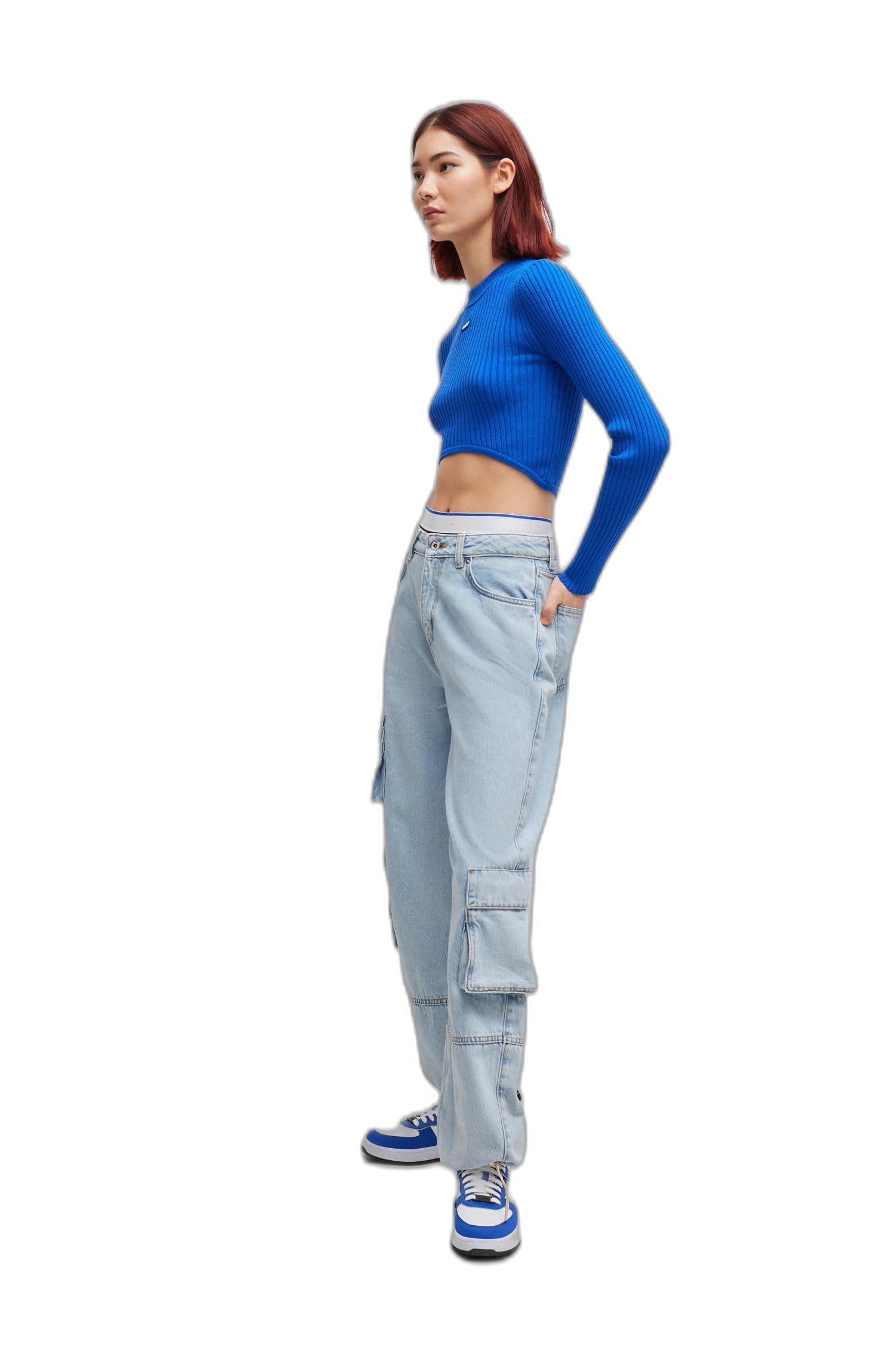 HUGO Women's Cargo Pocket Jean Joggers - Loose Fit Casual Pants, Zipper & Button, Made In Pakistan - View #13