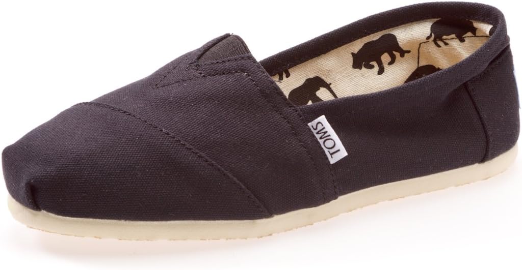 TOMS Women's Classic Alpargata Slip-On Shoe Black Canvas 8.5 M